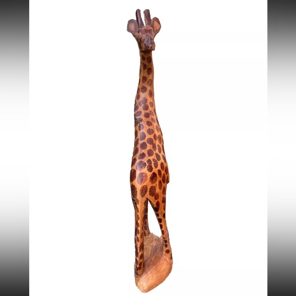 Vintage Hand Wooden Carved Giraffe 12" tall Figurine Statue African Safari Kenya - Picture 3 of 9